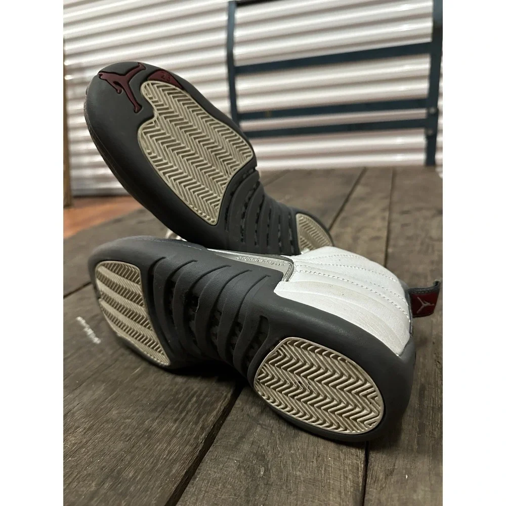 Jordan Air‎ Jordan 12 Retro White Dark Grey Leather Basketball Sneaker Men's
